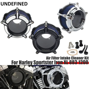 Воздушный фильтр Для мотоцикла Harley Sportster Iron XL 883 1200 Сорок Восемь Семьдесят Два Хромированный комплект воздухоочистителя Синяя система впуска