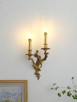 Европейская Ретро Французская Латунная Свеча, Настенный светильник Villa Grand Luxury для гостиной, столовой, прихожей