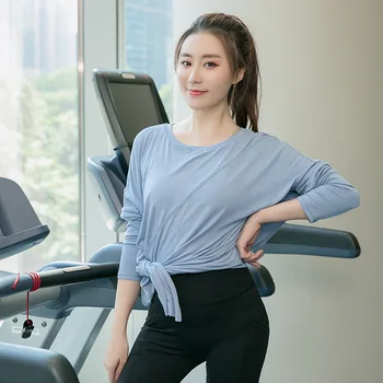 женские рубашки для бега большого размера, толстовка с длинным рукавом, корейский стиль, свободные рубашки для бега, фитнеса, тренировки в тренажерном зале, повседневная рубашка для йоги, спортивная одежда