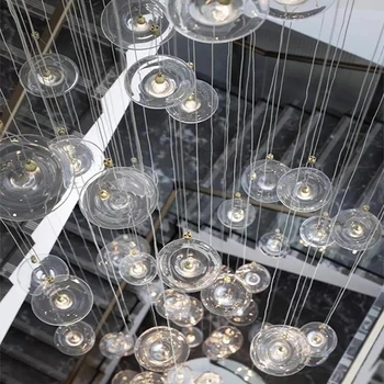 Летающая тарелка 2023 Новый дизайн Прозрачные стеклянные подвесные светильники Lustre Подвесной светильник Lampen для лестницы