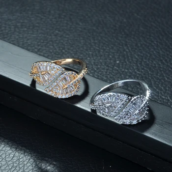 Модные Латинские Обручальные кольца с микро-прокладкой CZ, Обручальное кольцо в форме листьев для женщин, Модные украшения, Платье, Вечернее кольцо R-264