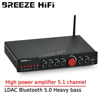 Усилитель мощности BREEZE HIFI 50 Вт + 50 Вт 5.1-канальный домашний кинотеатр LDAC Bluetooth 5.0 Усилитель мощности с тяжелыми басами